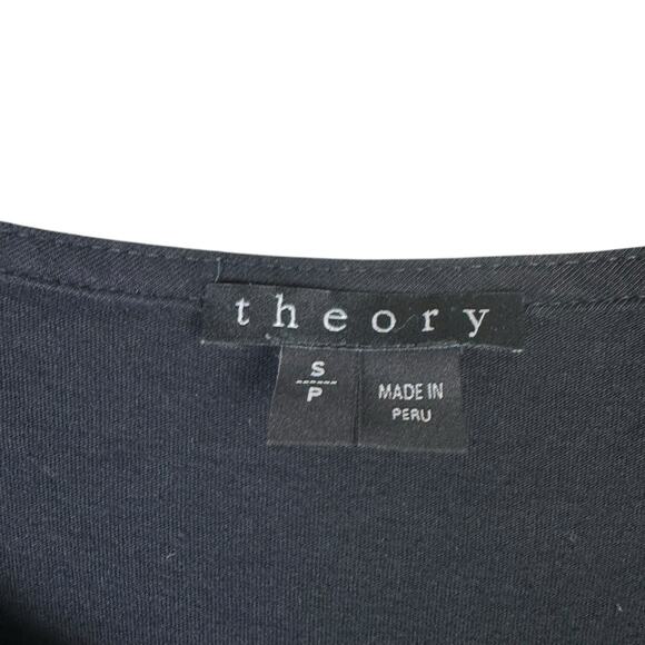 Theory Sunly Black Short Sleeve Shirred Gathered Mini T-shirt Slim Fit Dress - Picture 12 of 14